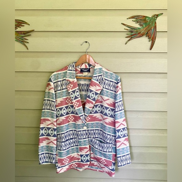 BEST AMERICAN vintage blazer southwest Aztec design women’s sz small retro EUC - Picture 3 of 16